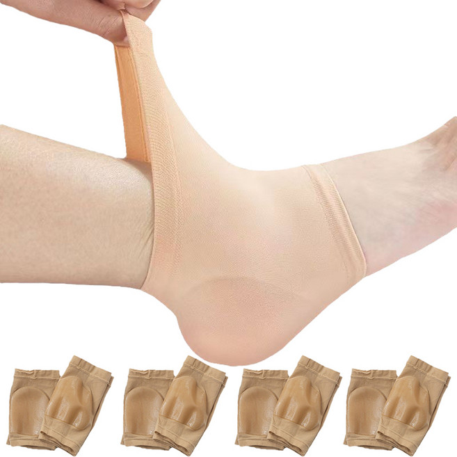 비플로 편안한 발뒤꿈치 보습패드 실리콘 양말, 4세트, 풋스킨