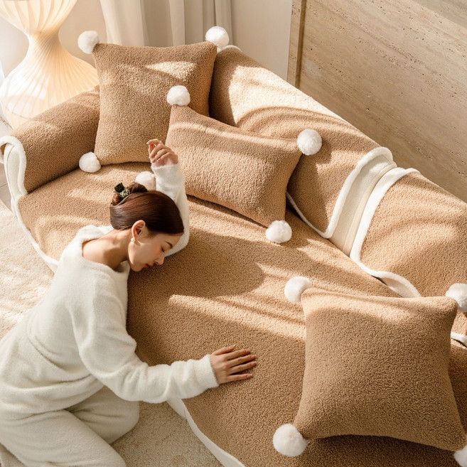 FEIFAN 미끄럼방지 모던 보들보들 겨울 극세사 소파패드 4인용