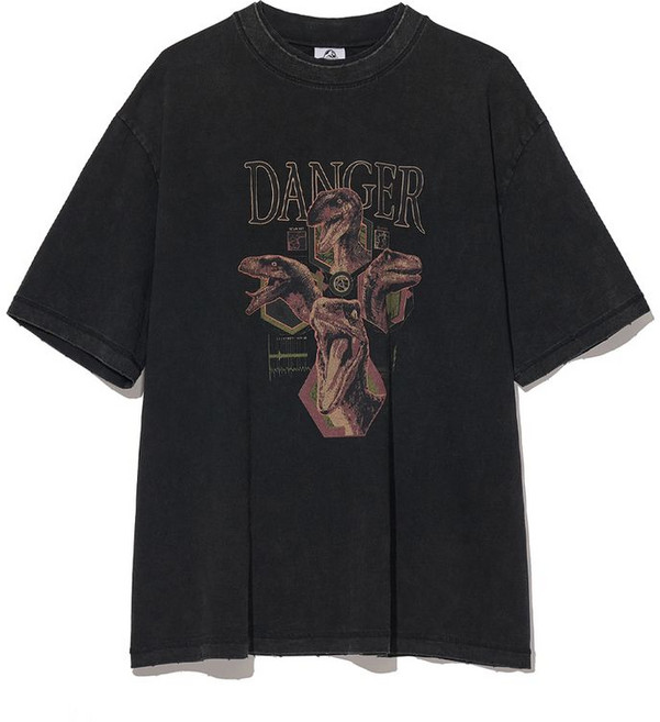 파르티멘토 PARTIMENTO REWORKS JURASSIC WORLD Raptor Danger Tee VTG Black