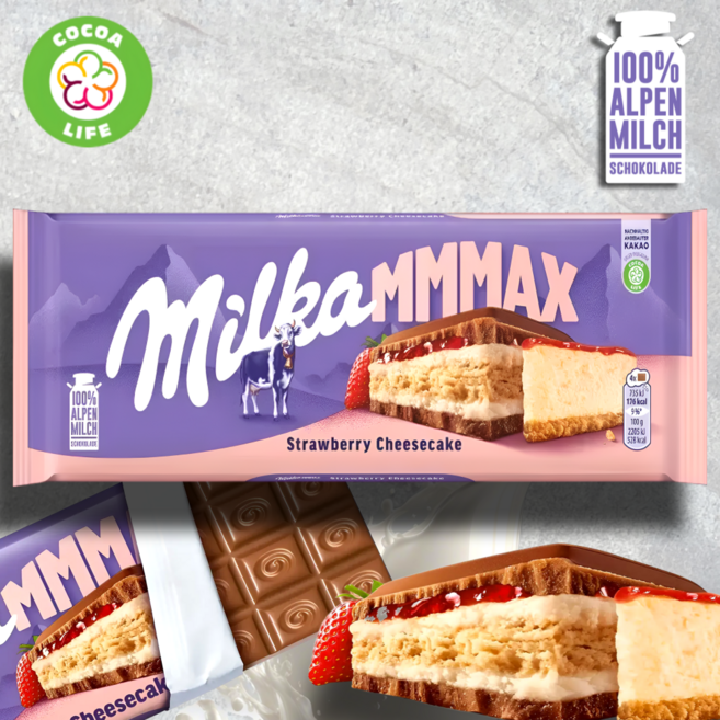 [정품 직수입] 밀카 맥스 딸기 치즈케이크 초콜릿, 1개, 300g