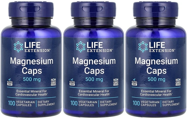 라이프익스텐션 3개X 마그네슘 캡슐 500 mg 100 베지 캡슐, 100정, 3개 - 쿠팡
