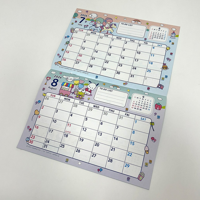 2026 산리오 벽걸이 달력 헬로키티 캘린더, 1개, 2번