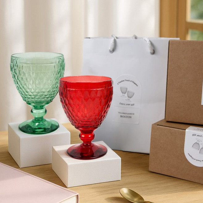 보스톤 고블렛 와인잔 대 400ml 2p 색상선택 기프트박스+쇼핑백추가, 그린 400ml