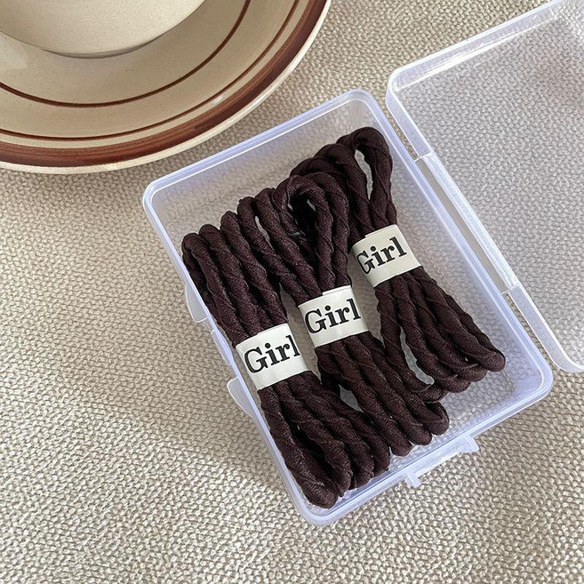 日本新款高馬尾專用皮筋橡皮筋 高彈力耐用頭繩, 髮圈  深咖3 12根盒裝, 1個