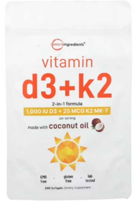 마이크로 인그리디언츠 1 000IU 비타민D3+K2 소프트젤 240정 (8개월분) - 쿠팡