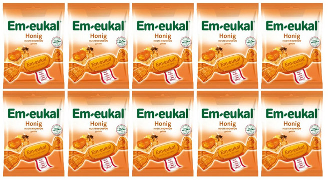 Em eukal 엠오이칼 무설탕 캔디 호니그 75g x 10팩, 10개