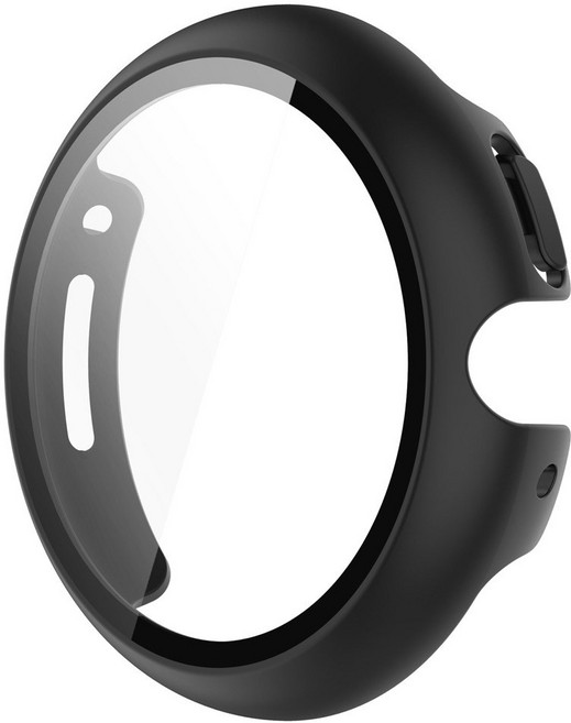 Google Pixel Watch 2 화면 보호대 유리 및 하드 PC 보호 범퍼 커버 액세서리, Black