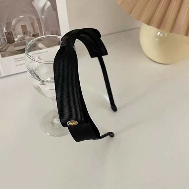 蝴蝶結發箍 甜美百搭發卡 少女氣質頭箍 日韓壓發頭飾, 1個, 法式小香發箍【黑色】