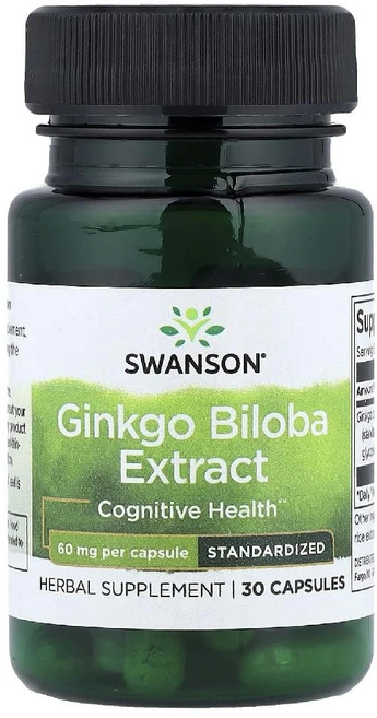 스완슨 은행나무 추출물 60mg 징코 빌로바 Ginkgo Biloba 캡슐 30정, 1개 - 쿠팡