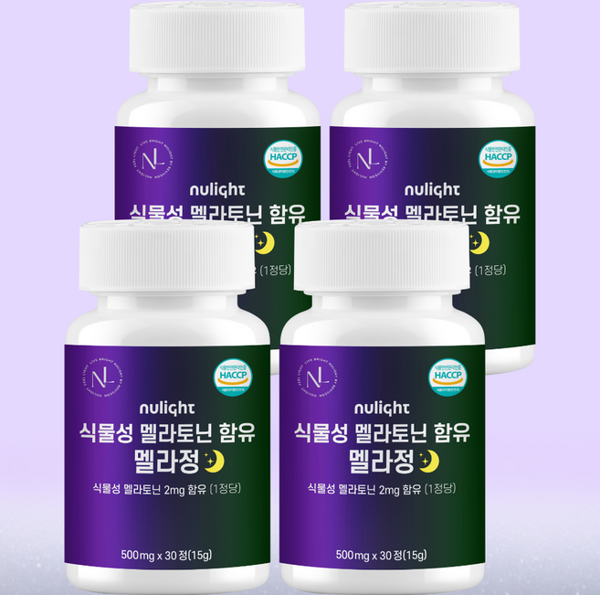 2중배합 멜라토닌 수면유도 영양제 멜라정 식약처 인증 누라이트, 4개, 30정