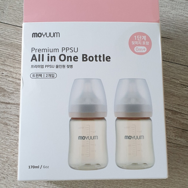 모윰 PPSU 올인원 젖병 170ml 2p + 리얼핏 젖꼭지 1단계 2p 세트, 베이지, 1개