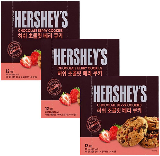 허쉬 초콜릿베리쿠키, 144g, 3개