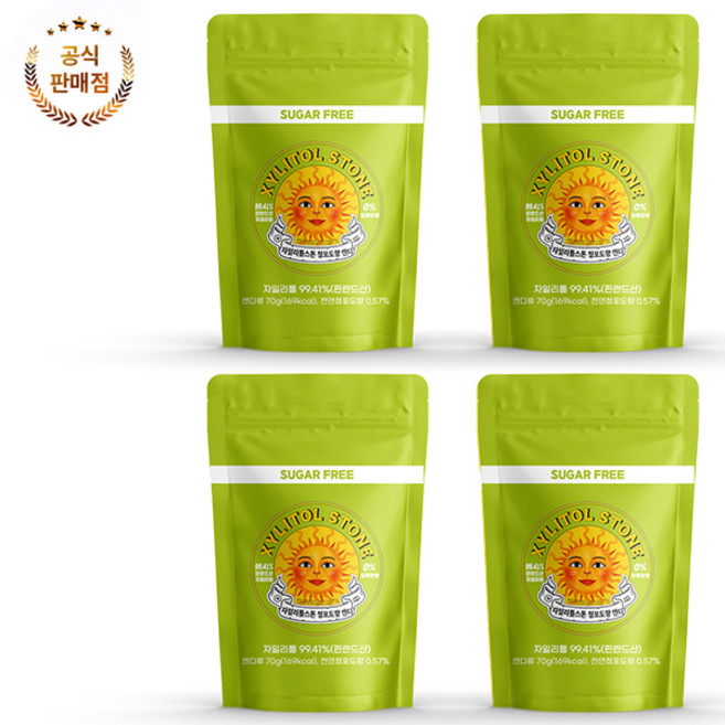 [무료배송]자일리톨 스톤 지퍼백 묶음 세트 청포도, 지퍼백 청포도 70g*4, 70g, 4개