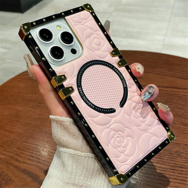 아이폰16 16플러스 16프로 16프로맥스 스퀘어 범퍼 맥세이프 럭셔리 가죽 핸드폰 케이스