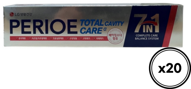 페리오 토탈케어 7in1 치약, 180g, 20세트