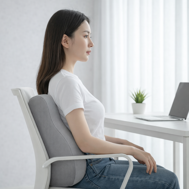 허리밀착 인체공학 메모리폼 등받이 쿠션, 그레이 허리쿠션, 1개