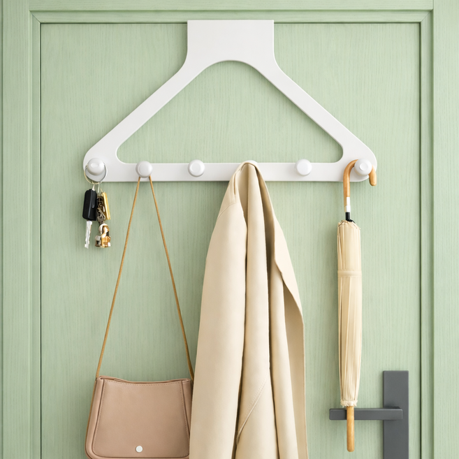하늘움 공간활용좋은 무타공 수납 문걸이, 화이트, 1개