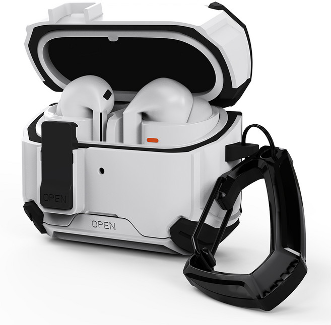 5세컨즈 범블 분실방지 잠금 락 갤럭시 버즈 케이스 + 카라비너 세트, 화이트, 버즈3/3프로/3FE