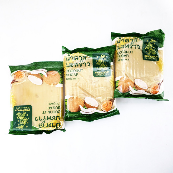 MAHANAVA 코코넛슈가 오리지널 갈색 COCONUT SUGAR, 500g, 3개