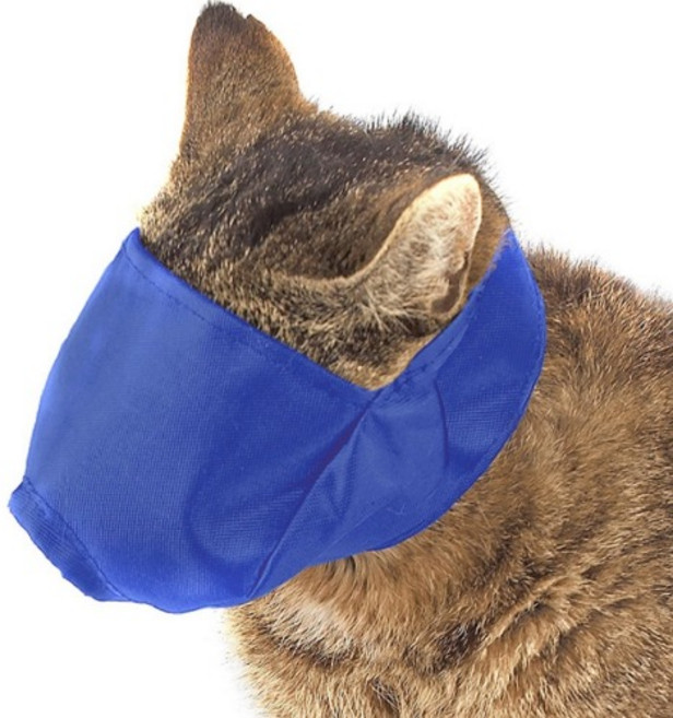 고양이 입마개 머즐 눈가리개 입막이 커버 L블루, 1개
