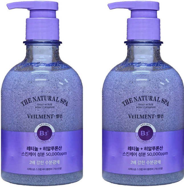 온더바디 벨먼 내추럴 스파 수분광채 사해소금 스크럽 바디워시 자스민향, 2개