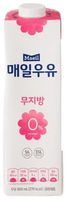 매일우유 무지방, 900ml, 1팩