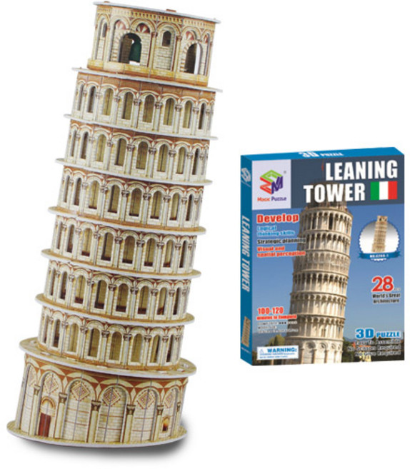 3D 입체 퍼즐 내가 만드는 세계 유명 건축물 시리즈(피사의 사탑), 28피스, 단품, 1개