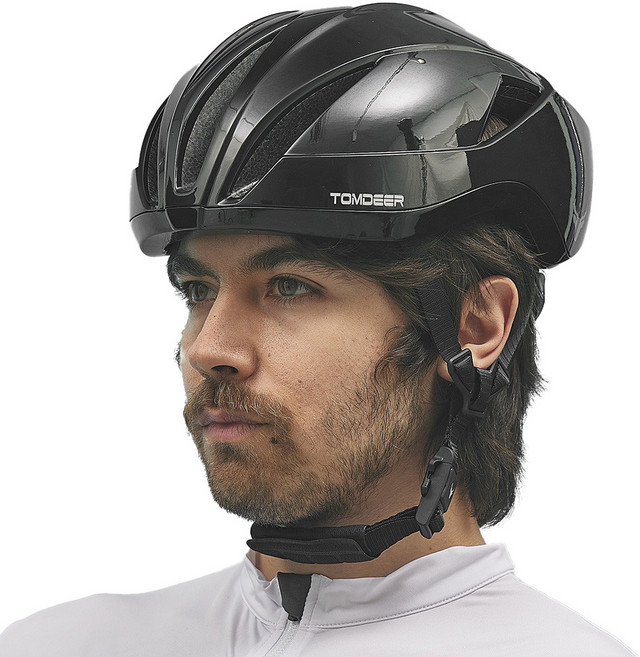 톰디어 고스트 에어로 후미등 자전거 헬멧, 블랙, 1개