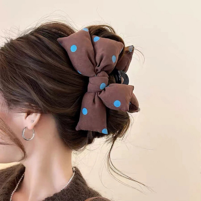 쑐뚀 도트 쿠션 빅 리본 집게핀
