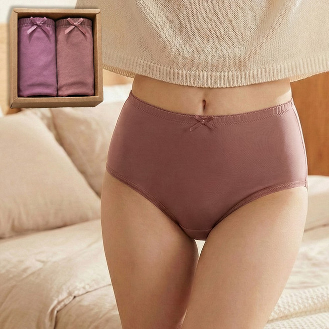 BYC 2매입 순면 요실금 샘방지 위생팬티 빅사이즈 여성 면팬티 방수 생리팬티 여자 속옷 팬티 세트