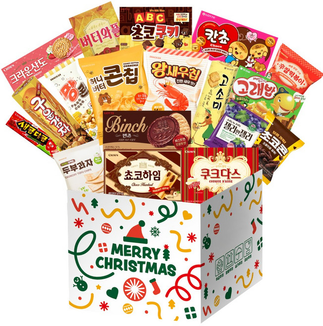 메리 크리스마스 해피뉴이얼 인기스낵 과자선물세트, 1세트, 18p