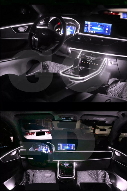 차량용 엠비언트 라이트 광섬유 무드등 신형 EL와이어 앰비언트 LED실내등 무소음, 화이트2m세트, 1개