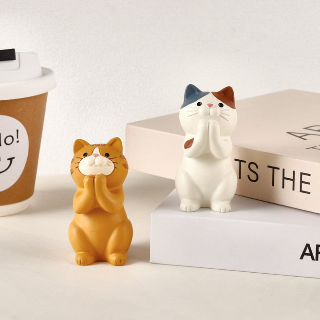 OFFCURVE 큐티 캐릭터 안경 거치대 썬글라스 클립 2in1 차량용 데스크용 인형 장식 스탠드, 1개, 호랑이 고양이