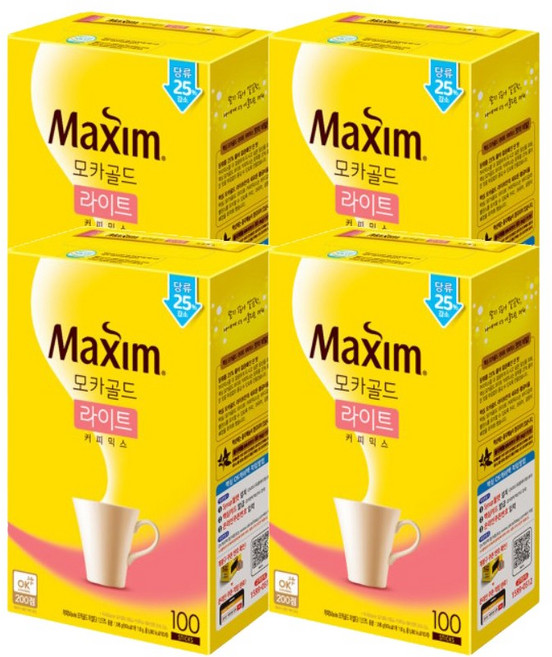 맥심 모카골드 라이트 커피믹스 400T(100T), 11.8g, 100개입, 4개