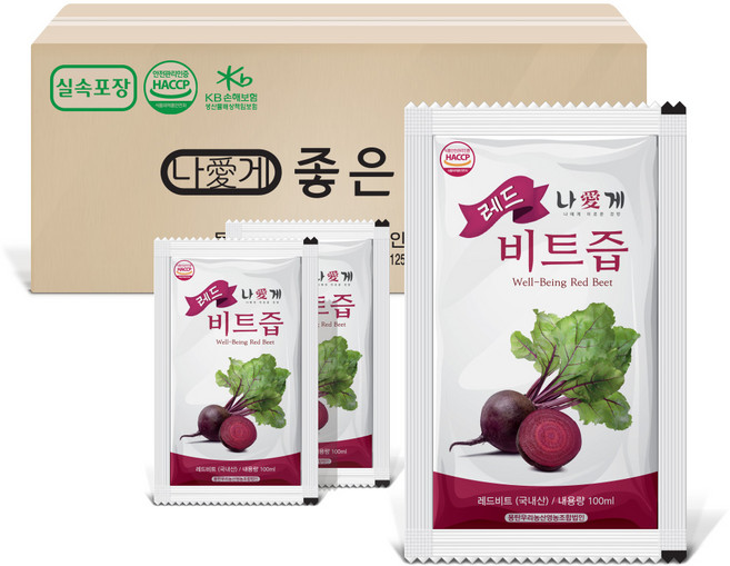 나애게 국내산 레드비트즙 100ml 60팩 실속포장, 60개