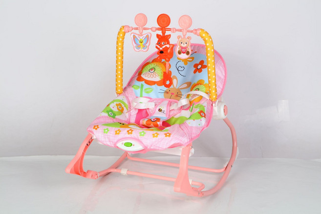 DIU 嬰兒電動搖搖椅新生兒安撫躺椅0-1寶寶哄睡搖籃音樂躺椅熱銷, 1件, 淺粉色+音樂+震動:如圖