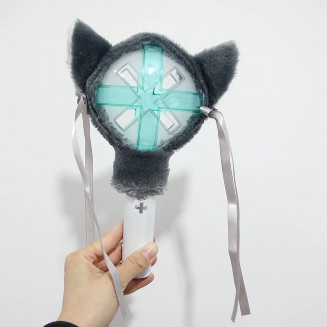 투바투 응원봉 굿즈 아이브 에스파 국내 모아봉 제품 모자, D. 회색 고양이 귀 긴 털 버전, A. 전구 커버 라이트 스틱은 포함되지 않습니