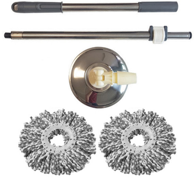 예밀 고급형 핸드스핀 통돌이 회전걸레용 밀대봉 + 극세사걸레 2개 세트 / 스텔라 팬텀 전용 물걸레 청소, 1세트