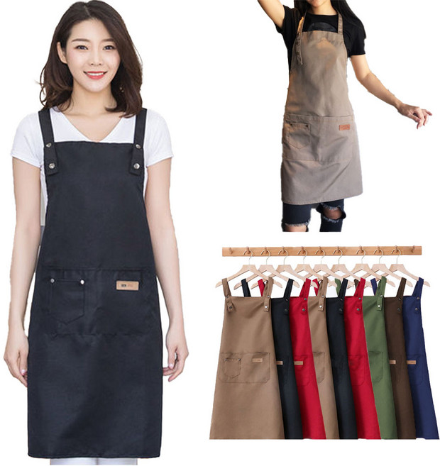 H형 방수 카페 어린이집 미용 앞치마, 블랙, 1개