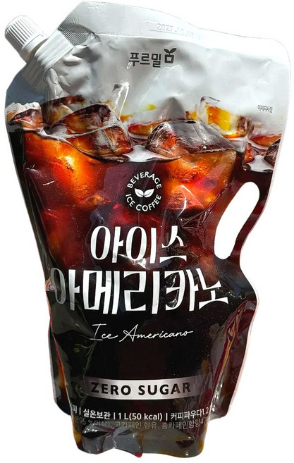 푸르밀 아이스 아메리카노 1L 제로슈가 대용량 블랙커피 RTD커피 냉장커피, 1개