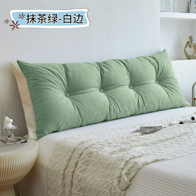小雪球床頭靠墊 臥室軟包靠背 泰迪絨 防撞床邊大靠背, 綠色*有無床頭皆可用,長60*高50*厚15cm【拼接款】