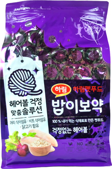 하림펫푸드 전연령 밥이보약 고양이사료, 헤어볼, 2kg, 6개