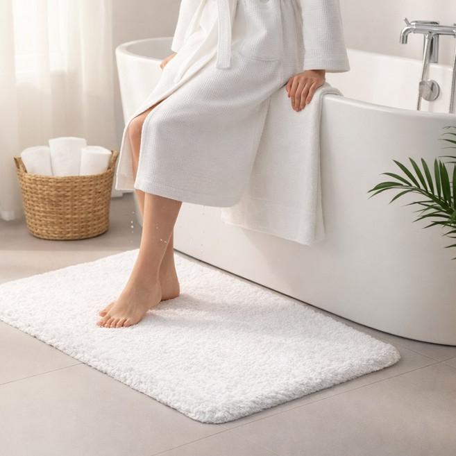 바로 순면 워셔블 발매트 호텔식 프리미엄, 퓨어 화이트