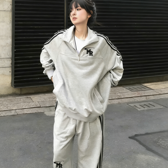 스타일닥터 여성 트레이닝복 세트 와이드 긴팔 상의+와이드 팬츠 투피스 세트