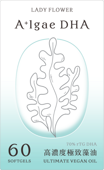 LADY FLOWER A+Igae DHA 高濃度極致藻油 70% rTG DHA SOFTGELS, 1個, 60顆