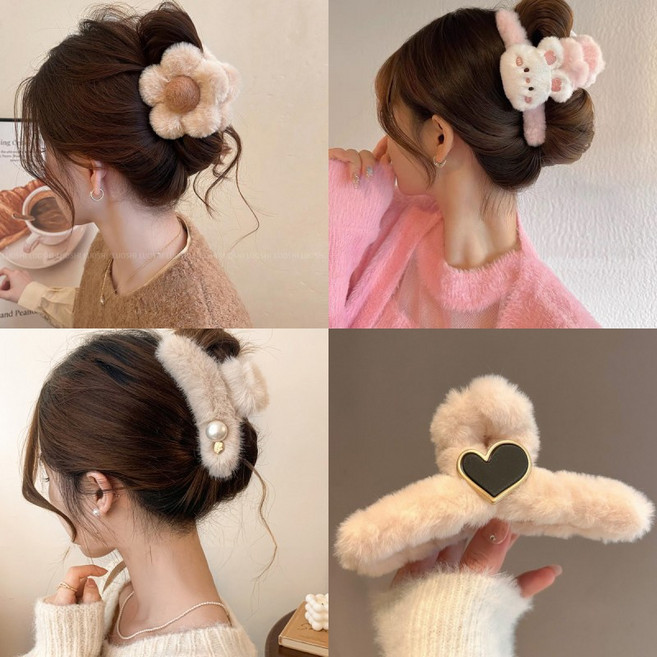 ZMBIRD 귀여운 헤어 털집게핀 올림머리 4종세트 N1998