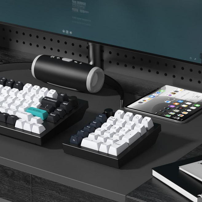 키크론 Q0 PLUS 키보드 텐키 매크로 넘버패드, 무축 무키캡 세트, 예, Q0MAX-B 흰색 세트