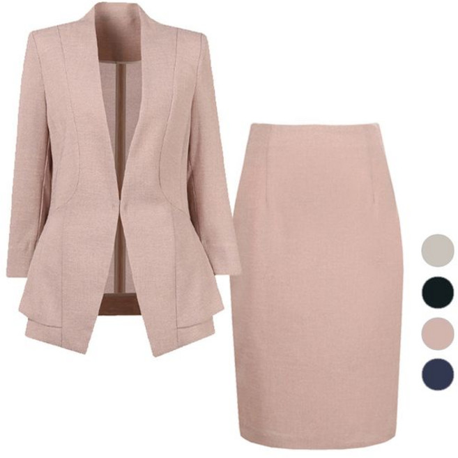 비비드시크릿가너 SET 여성 노카라 여름정장 자켓+스커트 세트