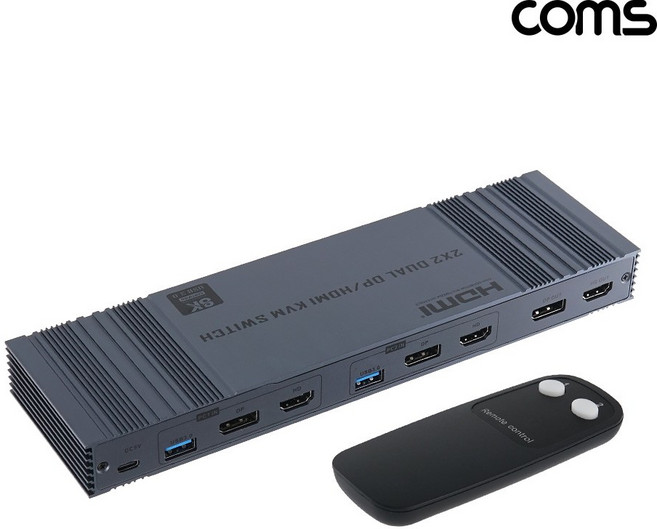 [OU109] Coms 8K HDMI ＋ DP KVM 스위치 USB3.0 선택기 PC 2대 제어, 1개, 상세페이지 참조