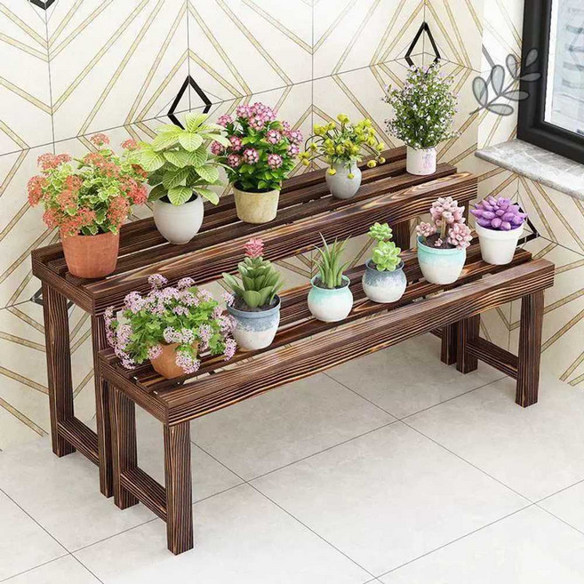 목재 나무 랙 평의자 방부목 정원 나무 긴의자 원목, 1. 길이 60 너비 25 높이 40